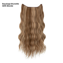Load image into Gallery viewer, Synthetic Wave Invisible Clip in Hair Extensions 18inch Fish Line Gradient Color Natural Blonde One Piece Hairpiece Fake Hair Piece
