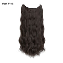 Load image into Gallery viewer, Synthetic Wave Invisible Clip in Hair Extensions 18inch Fish Line Gradient Color Natural Blonde One Piece Hairpiece Fake Hair Piece