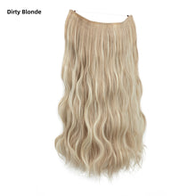 Load image into Gallery viewer, Synthetic Wave Invisible Clip in Hair Extensions 18inch Fish Line Gradient Color Natural Blonde One Piece Hairpiece Fake Hair Piece