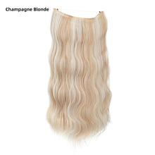 Load image into Gallery viewer, Synthetic Wave Invisible Clip in Hair Extensions 18inch Fish Line Gradient Color Natural Blonde One Piece Hairpiece Fake Hair Piece