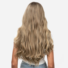Load image into Gallery viewer, Synthetic Wave Invisible Clip in Hair Extensions 18inch Fish Line Gradient Color Natural Blonde One Piece Hairpiece Fake Hair Piece