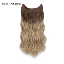 Load image into Gallery viewer, Synthetic Wave Invisible Clip in Hair Extensions 18inch Fish Line Gradient Color Natural Blonde One Piece Hairpiece Fake Hair Piece