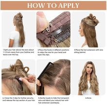 Load image into Gallery viewer, Synthetic Wave Invisible Clip in Hair Extensions 18inch Fish Line Gradient Color Natural Blonde One Piece Hairpiece Fake Hair Piece