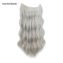 Load image into Gallery viewer, Synthetic Wave Invisible Clip in Hair Extensions 18inch Fish Line Gradient Color Natural Blonde One Piece Hairpiece Fake Hair Piece