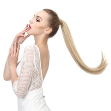 Load image into Gallery viewer, Blonde Wrap Around Pigtail Long Smooth Overhead Pony Tail Synthetic Straight Ponytail Hair Extension Clip in Fake Wig Hairpiece