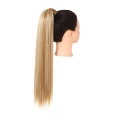 Load image into Gallery viewer, Blonde Wrap Around Pigtail Long Smooth Overhead Pony Tail Synthetic Straight Ponytail Hair Extension Clip in Fake Wig Hairpiece