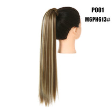 Load image into Gallery viewer, Blonde Wrap Around Pigtail Long Smooth Overhead Pony Tail Synthetic Straight Ponytail Hair Extension Clip in Fake Wig Hairpiece