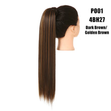 Load image into Gallery viewer, Blonde Wrap Around Pigtail Long Smooth Overhead Pony Tail Synthetic Straight Ponytail Hair Extension Clip in Fake Wig Hairpiece