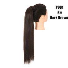 Load image into Gallery viewer, Blonde Wrap Around Pigtail Long Smooth Overhead Pony Tail Synthetic Straight Ponytail Hair Extension Clip in Fake Wig Hairpiece