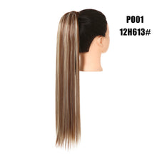 Load image into Gallery viewer, Blonde Wrap Around Pigtail Long Smooth Overhead Pony Tail Synthetic Straight Ponytail Hair Extension Clip in Fake Wig Hairpiece