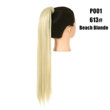Load image into Gallery viewer, Blonde Wrap Around Pigtail Long Smooth Overhead Pony Tail Synthetic Straight Ponytail Hair Extension Clip in Fake Wig Hairpiece