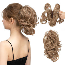 Load image into Gallery viewer, Gradient Synthetic Hair Clip Ponytail Hair Extensions Hairpiece Fake Black Blonde Natural Hair False Pigtail for Women Hairpin