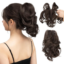 Load image into Gallery viewer, Gradient Synthetic Hair Clip Ponytail Hair Extensions Hairpiece Fake Black Blonde Natural Hair False Pigtail for Women Hairpin