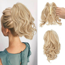Load image into Gallery viewer, Gradient Synthetic Hair Clip Ponytail Hair Extensions Hairpiece Fake Black Blonde Natural Hair False Pigtail for Women Hairpin