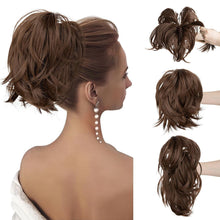 Load image into Gallery viewer, Gradient Synthetic Hair Clip Ponytail Hair Extensions Hairpiece Fake Black Blonde Natural Hair False Pigtail for Women Hairpin