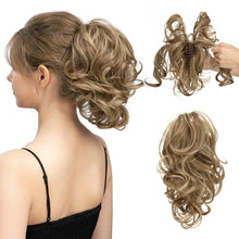 Load image into Gallery viewer, Gradient Synthetic Hair Clip Ponytail Hair Extensions Hairpiece Fake Black Blonde Natural Hair False Pigtail for Women Hairpin