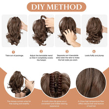 Load image into Gallery viewer, Gradient Synthetic Hair Clip Ponytail Hair Extensions Hairpiece Fake Black Blonde Natural Hair False Pigtail for Women Hairpin