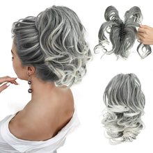 Load image into Gallery viewer, Gradient Synthetic Hair Clip Ponytail Hair Extensions Hairpiece Fake Black Blonde Natural Hair False Pigtail for Women Hairpin