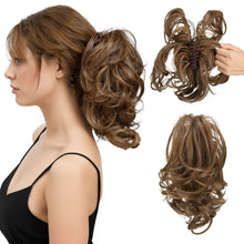 Load image into Gallery viewer, Gradient Synthetic Hair Clip Ponytail Hair Extensions Hairpiece Fake Black Blonde Natural Hair False Pigtail for Women Hairpin