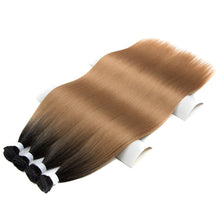 Load image into Gallery viewer, Fashion Gradient Straight Hair Extensions Ombre Blonde Hair Bundles Super Long Hair Synthetic 24 Inch Straight Women False Hair Piece