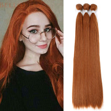 Load image into Gallery viewer, Fashion Gradient Straight Hair Extensions Ombre Blonde Hair Bundles Super Long Hair Synthetic 24 Inch Straight Women False Hair Piece
