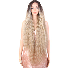 Load image into Gallery viewer, Long Lace Synthetic Hair Wigs Women 42inch Ombre Blonde Pink Water Wavy Long Curly Hair Wig Cosplay Hair Extensions