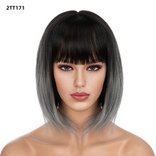 Load image into Gallery viewer, Women's Short Straight Hair Soft Wig Cover Fluffy Full Top Wig Cover Fashion Gradient Fashion Cosplay False Hair Wigs