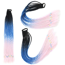 Load image into Gallery viewer, Colored Long Braid Wig Gradient Ponytail Elastic Hair Rope High Temperature Silk Triple Braid Wig Hair Accessories