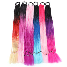 Load image into Gallery viewer, Colored Long Braid Wig Gradient Ponytail Elastic Hair Rope High Temperature Silk Triple Braid Wig Hair Accessories