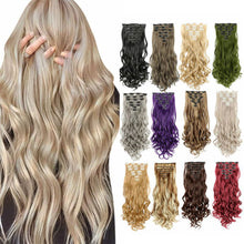 Load image into Gallery viewer, 7pcs/set Clip Wig High Temperature Silk Wig Piece Synthetic Long Curly Hair Wig Natural Fluffy Hair Extension