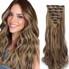 Load image into Gallery viewer, 7pcs/set Clip Wig High Temperature Silk Wig Piece Synthetic Long Curly Hair Wig Natural Fluffy Hair Extension