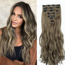 Load image into Gallery viewer, 7pcs/set Clip Wig High Temperature Silk Wig Piece Synthetic Long Curly Hair Wig Natural Fluffy Hair Extension