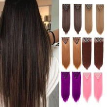 Load image into Gallery viewer, 7pcs/set Clip Wig High Temperature Silk Wig Piece Synthetic Long Straight Hair Wig Natural Traceless Hair Accessories