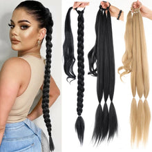 Load image into Gallery viewer, Wrap Style Hair Extension Ponytail Synthetic Wig Ponytail Elastic Hair Rope Solid Colored Ponytail Braid Hair Accessories
