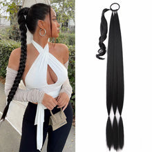 Load image into Gallery viewer, Wrap Style Hair Extension Ponytail Synthetic Wig Ponytail Elastic Hair Rope Solid Colored Ponytail Braid Hair Accessories