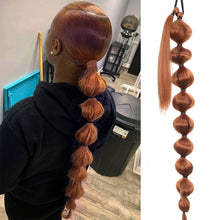 Load image into Gallery viewer, Wrap Style Hair Extension Ponytail Synthetic Wig Ponytail Elastic Hairband Solid Colored Lantern Bubble Braid Hair Accessories