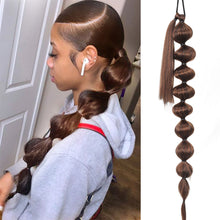 Load image into Gallery viewer, Wrap Style Hair Extension Ponytail Synthetic Wig Ponytail Elastic Hairband Solid Colored Lantern Bubble Braid Hair Accessories