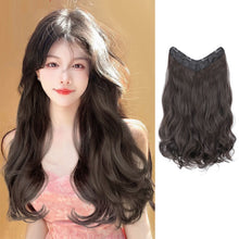Load image into Gallery viewer, One Piece 4-clip Long Curly Wavy Wig V-shaped Hair Extensions Fluffy Invisible Synthetic Wig Hair Piece for Women