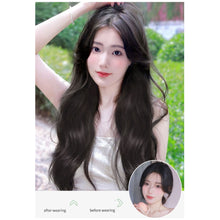 Load image into Gallery viewer, One Piece 4-clip Long Curly Wavy Wig V-shaped Hair Extensions Fluffy Invisible Synthetic Wig Hair Piece for Women
