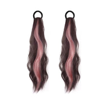 Load image into Gallery viewer, Spot Dyed Pink Long Curly Wig Ponytail Synthetic Wig Ponytail Elastic Hairband Simulated Wig Braid Hair Extension