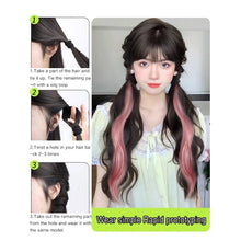 Load image into Gallery viewer, Spot Dyed Pink Long Curly Wig Ponytail Synthetic Wig Ponytail Elastic Hairband Simulated Wig Braid Hair Extension