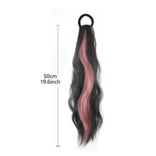 Load image into Gallery viewer, Spot Dyed Pink Long Curly Wig Ponytail Synthetic Wig Ponytail Elastic Hairband Simulated Wig Braid Hair Extension