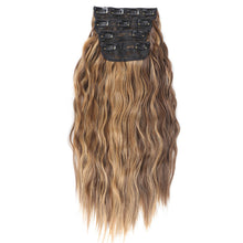 Load image into Gallery viewer, 4pcs/set Clip Wig Water Ripple Wig Hair Extensions Fluffy Increase Hair Volume Synthetic Long Curly Hair Wig Hair Accessories