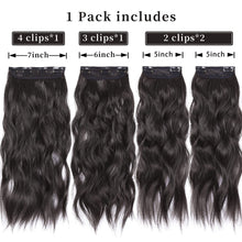 Load image into Gallery viewer, 4pcs/set Clip Wig Water Ripple Wig Hair Extensions Fluffy Increase Hair Volume Synthetic Long Curly Hair Wig Hair Accessories