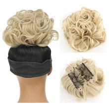 Load image into Gallery viewer, Insert Comb Curly Wig Hair Extensions Bun Fluffy Natural Updo Chignon Synthetic Elastic Messy Bun Hair Piece