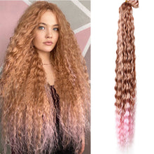Load image into Gallery viewer, Deep Wave Bulk Hair Colored Crochet Wig Synthetic Long Curly Hair High Temperature Silk Hair Bulk 30 Inch Hair Extensions