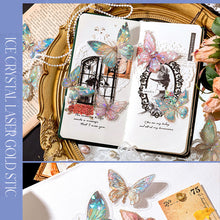 Load image into Gallery viewer, 20pcs/pack Twinkle Butterfly Stickers Laser Silver Collage Junk Journal DIY Srapbooking PET Aesthetics Decor Stickers