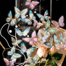 Load image into Gallery viewer, 20pcs/pack Twinkle Butterfly Stickers Laser Silver Collage Junk Journal DIY Srapbooking PET Aesthetics Decor Stickers