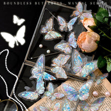 Load image into Gallery viewer, 20pcs/pack Twinkle Butterfly Stickers Laser Silver Collage Junk Journal DIY Srapbooking PET Aesthetics Decor Stickers
