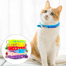 Load image into Gallery viewer, Adjustable Cat Collar Cat Star Prints Bell Collar Kitten Necklace Pet Collars For Small Dog Necklace